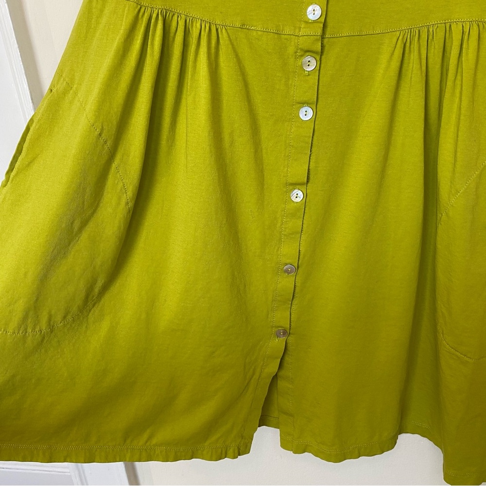 GUDRUN SJODEN Sleeveless Button Front Cotton Mini Dress Lime Green Sz Small - Picture 6 of 10